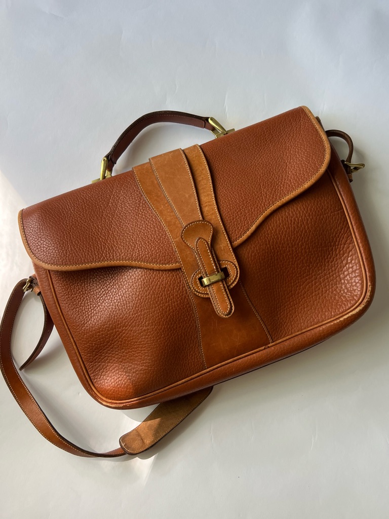 Dooney & Bourke Cognac Leather Messenger Bag - Classic Briefcase Style